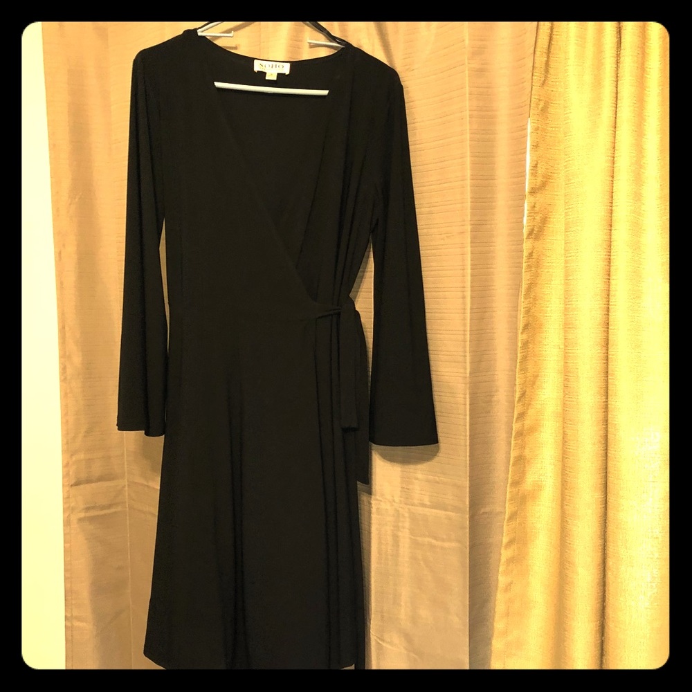 Black Wrap Dress with Kimono Sleeves